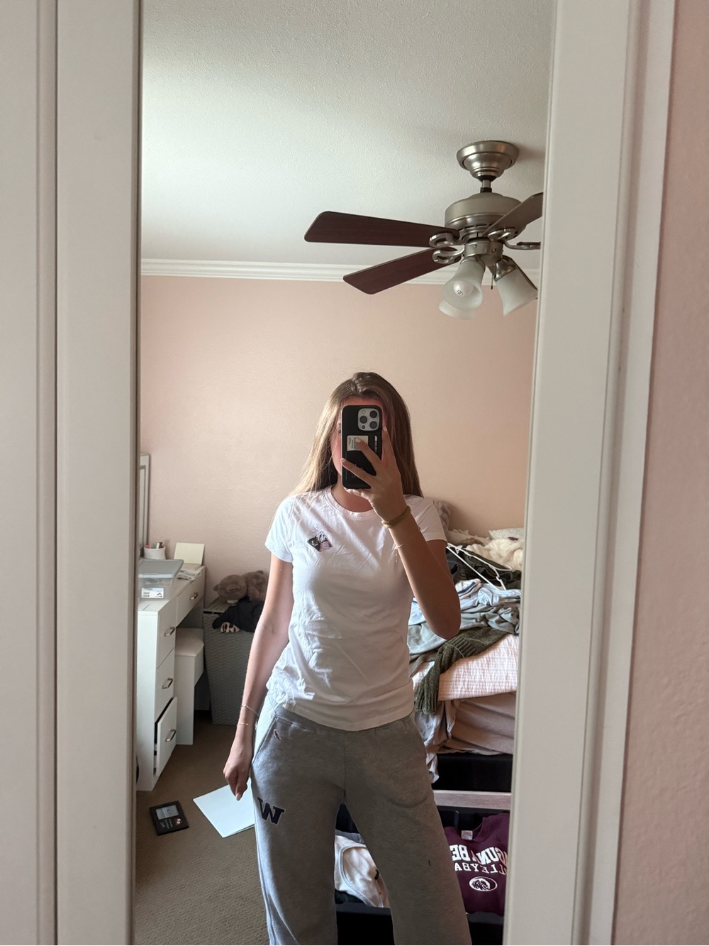 White Short-Sleeve Womens Crewneck Tee